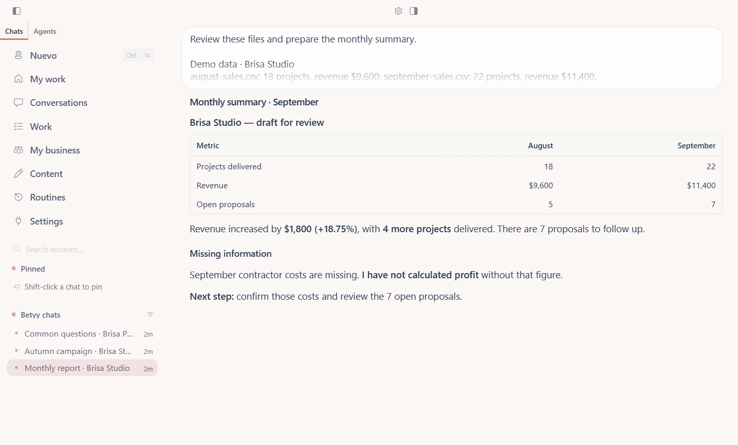 Betyy screen: report